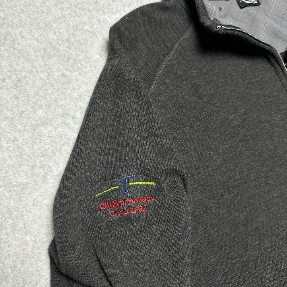 Nike Tiger Woods Collection Mens XL Gray 1/4 Zip Cotton Golf Pullover w/ Logo